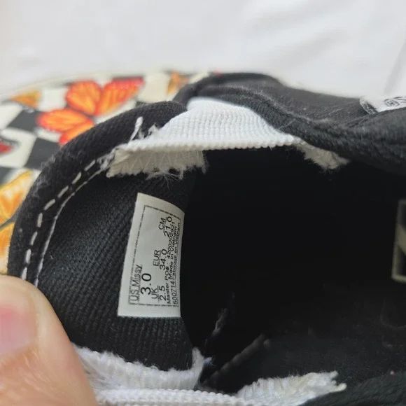 Vans Girl's Asher Butterfly Checker Multi Canvas Slip‎ On Skate Shoes - Size 3 - Picture 8 of 8